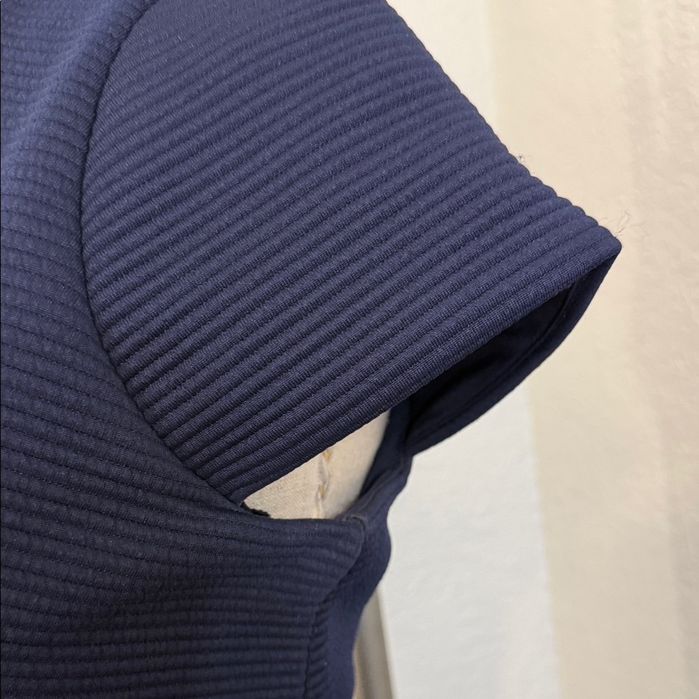 MICHAEL Michael Kors Navy V-Neck Cap-Sleeve Midi Dress Size Medium - Picture 8 of 11